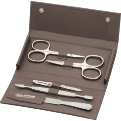 Etui Met Drukknopen, 5-delig, Taupe