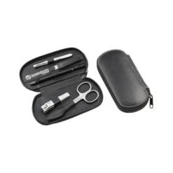 Manicure-etui, Rundleer, Roestvrij