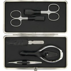 Nagelverzorgingsset In Nappaleer Hoesje Met Stalen Frame 5-delig