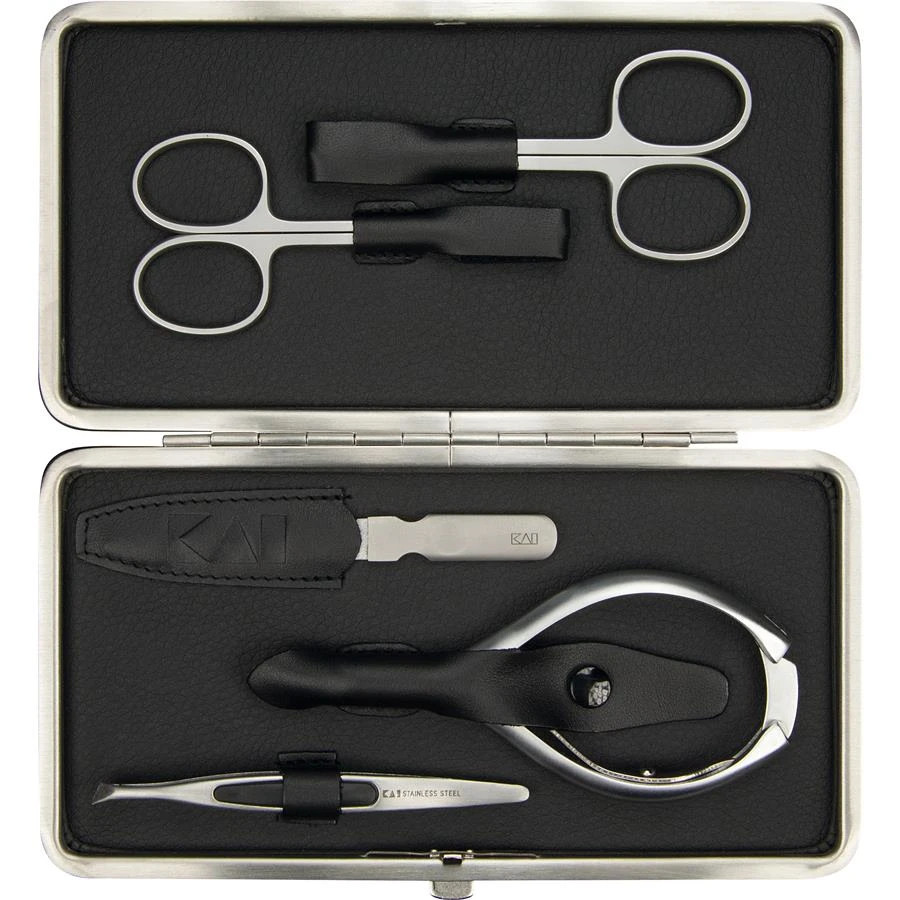 Nagelverzorgingsset In Nappaleer Hoesje Met Stalen Frame 5-delig 1 Nagelverzorgingsset In Nappaleer Hoesje Met Stalen Frame 5-delig